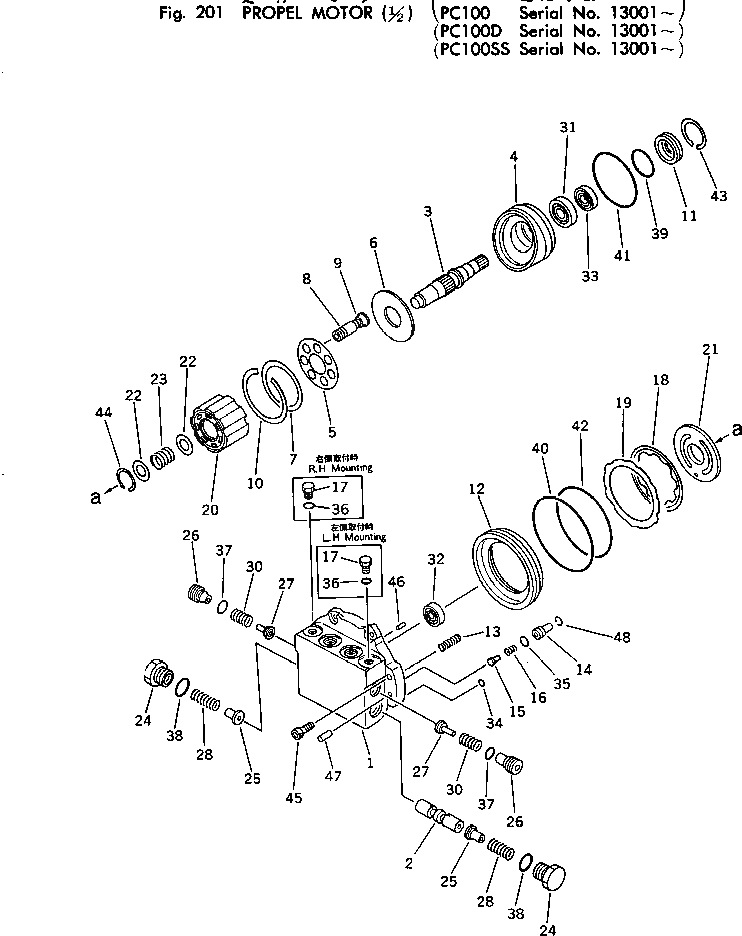 Схема запчастей Komatsu PC100-2 - PКАНАТL МОТОР (/) ХОД И КОНЕЧНАЯ ПЕРЕДАЧА