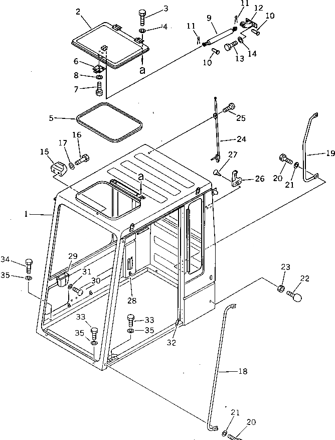 Схема запчастей Komatsu PC100-3 - КАБИНА (/) (ДЛЯ ЯПОН.)(№-) ОСНОВНАЯ РАМА И КАБИНА