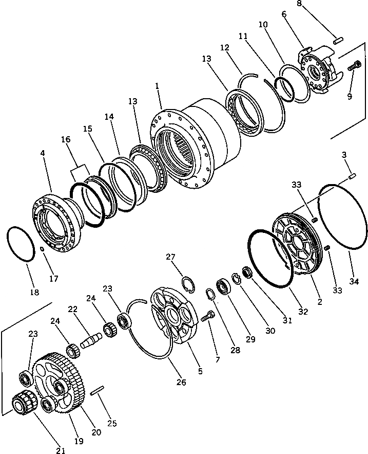 Схема запчастей Komatsu PC100-3 - МОТОР ХОДА (/) (КРОМЕ ЯПОН.)(№8-87) ХОД И КОНЕЧНАЯ ПЕРЕДАЧА