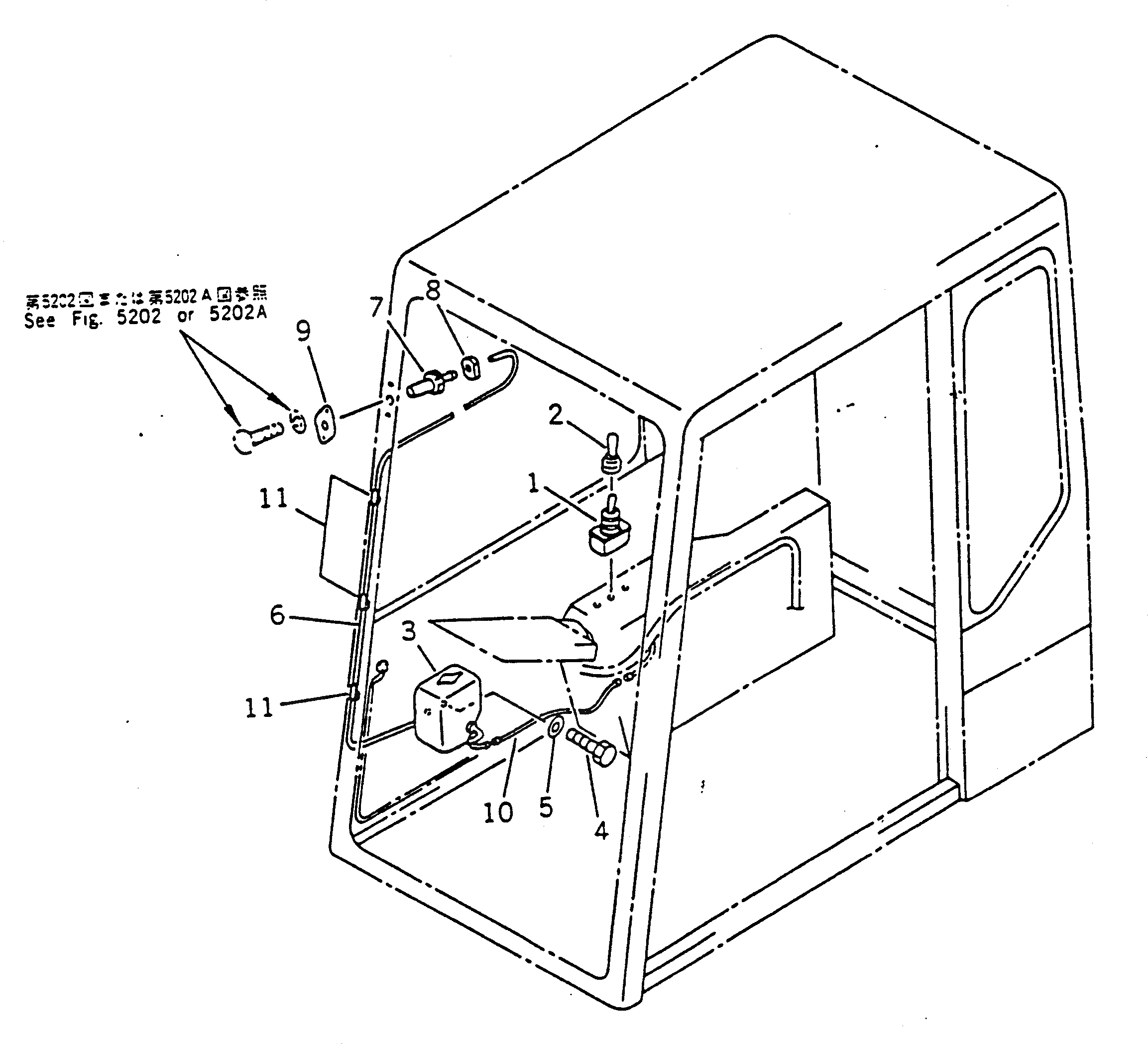 Схема запчастей Komatsu PC100-5 - ОМЫВАТЕЛЬ СТЕКЛА (ДЛЯ УДЛИНН. РЫЧАГ УПРАВЛ-Е)(№8-) ЧАСТИ КОРПУСА