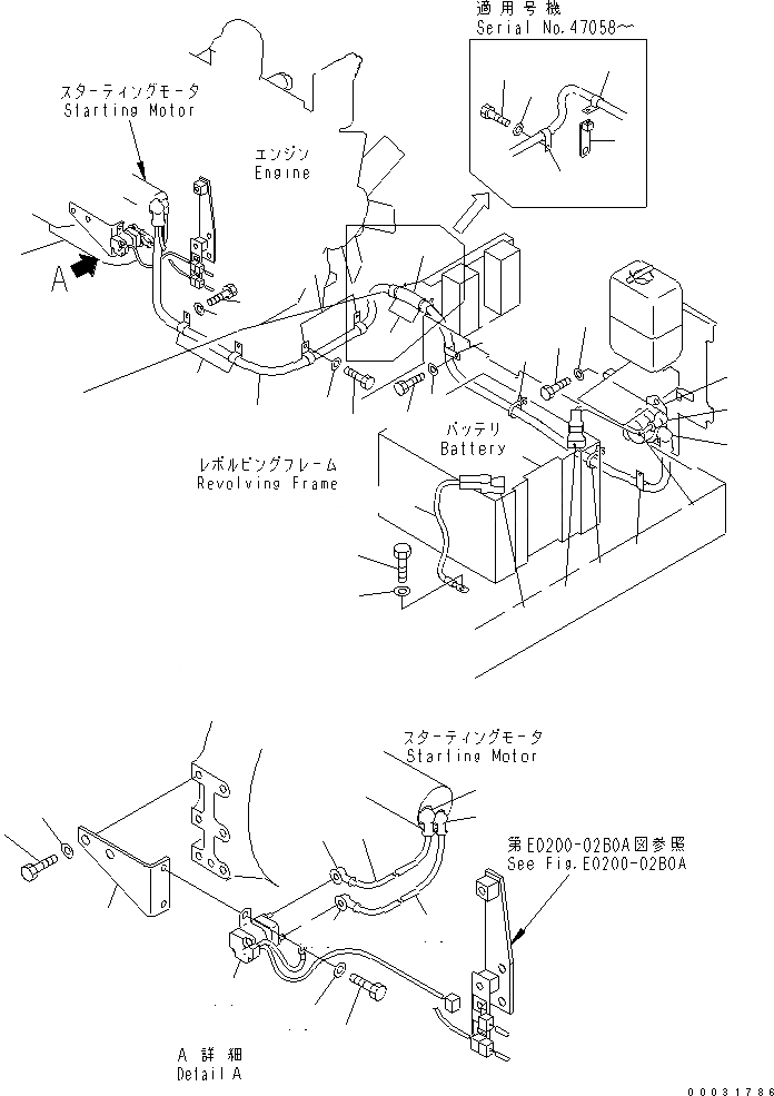 Схема запчастей Komatsu PC100-6 - ЭЛЕКТРОПРОВОДКА (ПРОВОДКА СТАРТЕРА)(№-) ЭЛЕКТРИКА