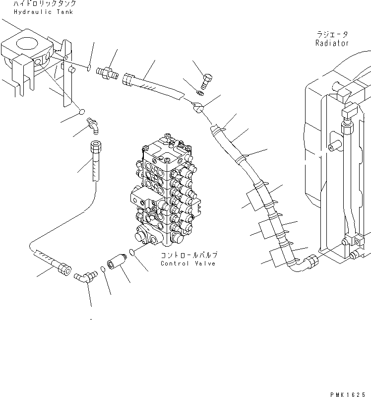 Схема запчастей Komatsu PC100-6 - МАСЛООХЛАДИТЕЛЬ ЛИНИЯ(№-) ГИДРАВЛИКА