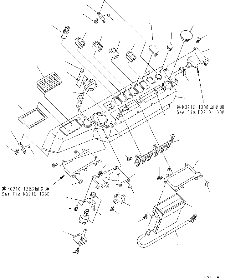 Схема запчастей Komatsu PC100-6 - КАБИНА (КРЫШКА ПАНЕЛИ)(№-) КАБИНА ОПЕРАТОРА И СИСТЕМА УПРАВЛЕНИЯ