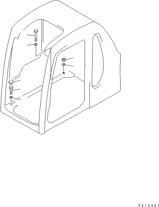 Схема запчастей Komatsu PC100-6 - КАБИНА (ЧАСТИ Д/УСТАНОВКИ)(№-99) КАБИНА ОПЕРАТОРА И СИСТЕМА УПРАВЛЕНИЯ