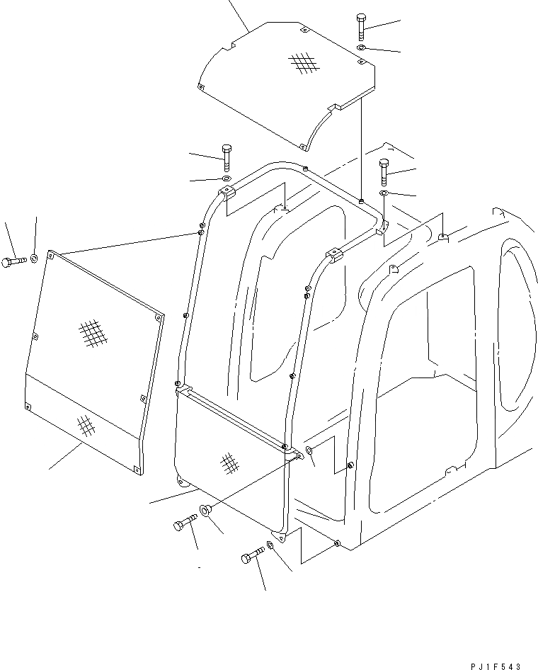 Схема запчастей Komatsu PC100-6 - ФРОНТАЛЬНАЯ ЗАЩИТА (ПОЛН.)(№9-) КАБИНА ОПЕРАТОРА И СИСТЕМА УПРАВЛЕНИЯ