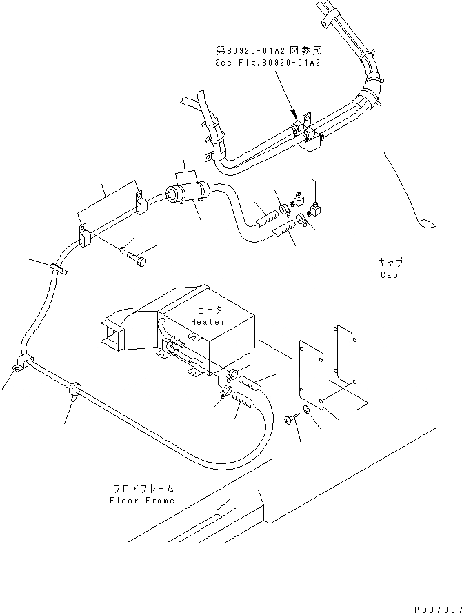 Схема запчастей Komatsu PC100-6 - ОБОГРЕВАТЕЛЬ. () (C АНТИКОР. ЭЛЕМЕНТОМ)(№-) КАБИНА ОПЕРАТОРА И СИСТЕМА УПРАВЛЕНИЯ