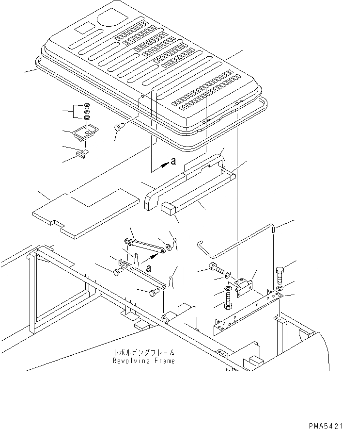 Схема запчастей Komatsu PC100-6 - КАПОТ(№-) ЧАСТИ КОРПУСА