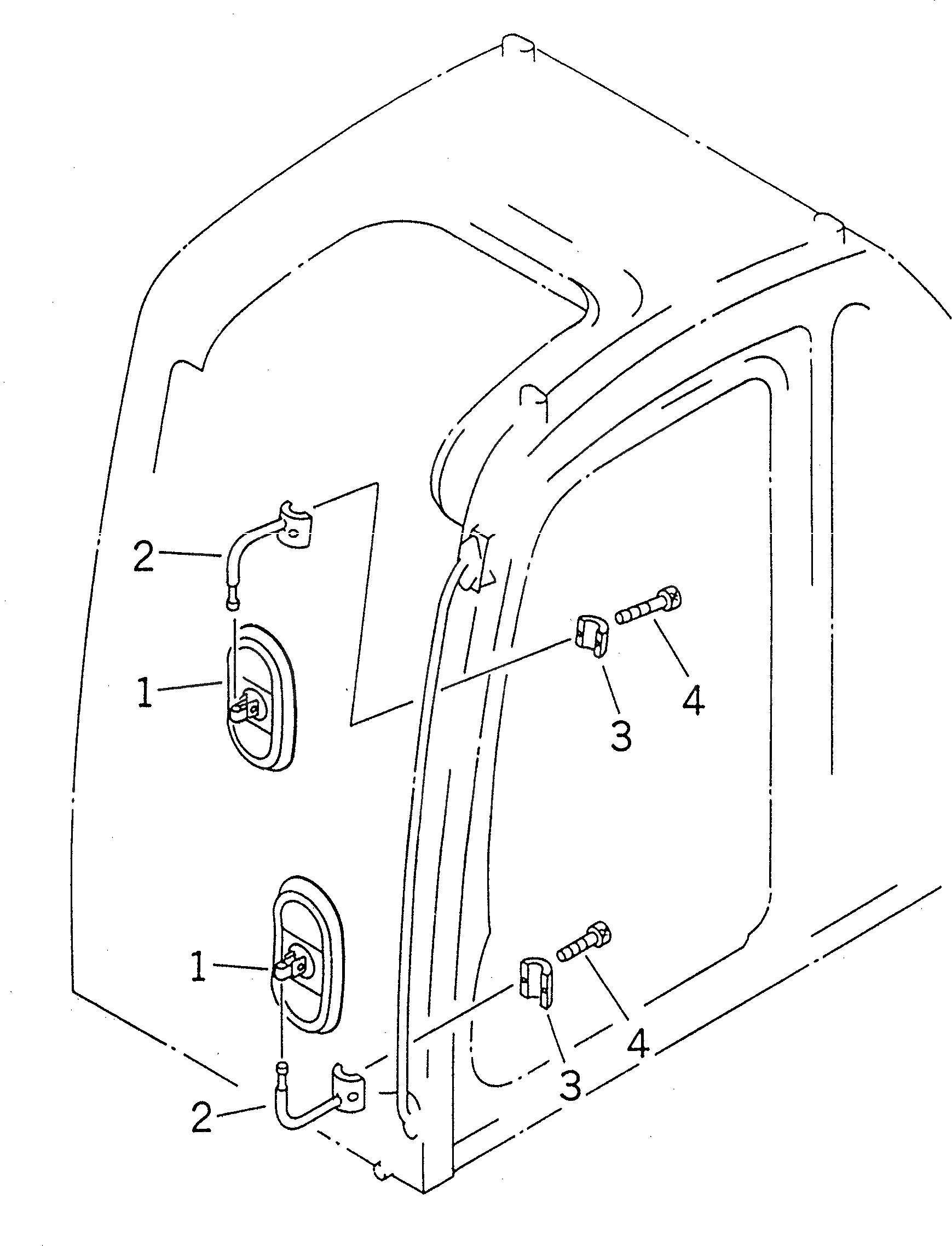 Схема запчастей Komatsu PC100-6 - ЗАДН. VIEW MIRROR¤ ЛЕВ. (ДВОЙН.)(№9-) ЧАСТИ КОРПУСА