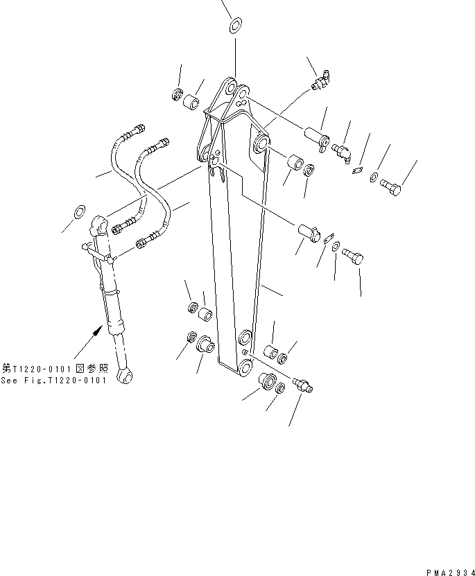 Схема запчастей Komatsu PC100-6 - КОРОТК. РУКОЯТЬ(№-89) РАБОЧЕЕ ОБОРУДОВАНИЕ