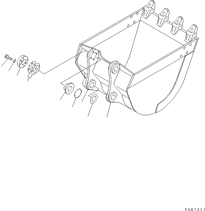 Схема запчастей Komatsu PC100-6 - КОВШ КОРПУС (С РЕГУЛЯТОРОМ) РАБОЧЕЕ ОБОРУДОВАНИЕ