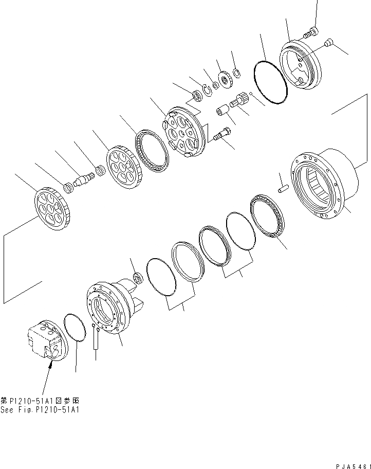 Схема запчастей Komatsu PC100-6 - ХОД MTOR (КОНЕЧНАЯ ПЕРЕДАЧА В СБОРЕ) (GM8VL ТИП)(№-) ОСНОВН. КОМПОНЕНТЫ И РЕМКОМПЛЕКТЫ