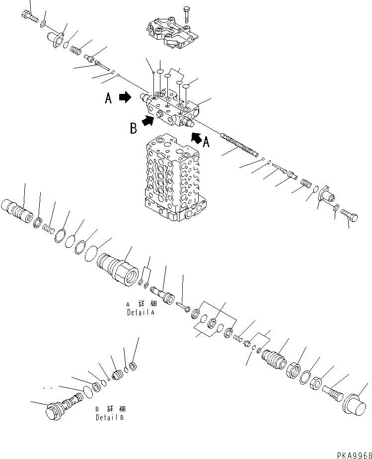 Схема запчастей Komatsu PC100-6 - ОСНОВН. КЛАПАН (-АКТУАТОР) (9/)(№-999) ОСНОВН. КОМПОНЕНТЫ И РЕМКОМПЛЕКТЫ