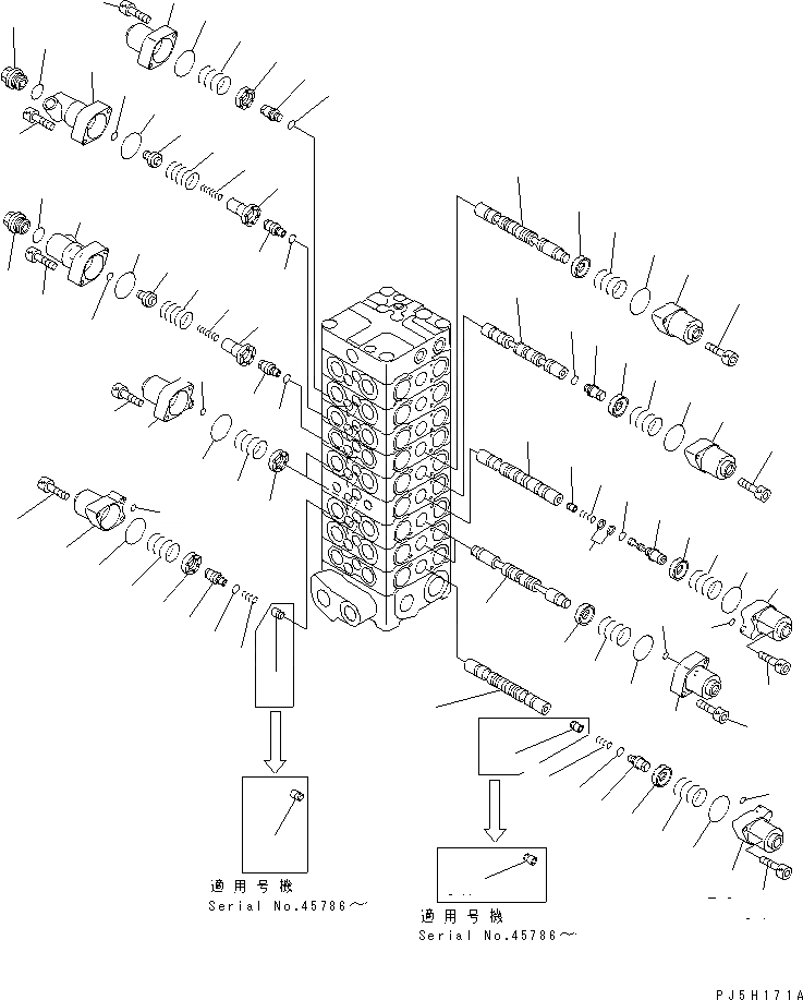 Схема запчастей Komatsu PC100-6 - ОСНОВН. КЛАПАН (9-КЛАПАН) (/)(№-8) ОСНОВН. КОМПОНЕНТЫ И РЕМКОМПЛЕКТЫ