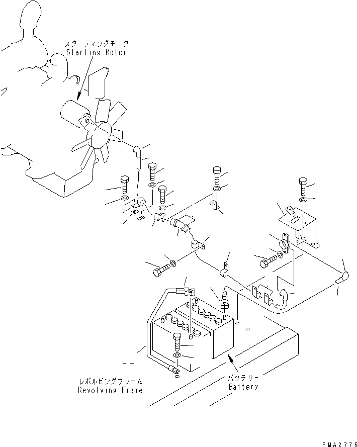 Схема запчастей Komatsu PC100-6 - ЭЛЕКТРОПРОВОДКА (ПРОВОДКА СТАРТЕРА)(№-) ЭЛЕКТРИКА