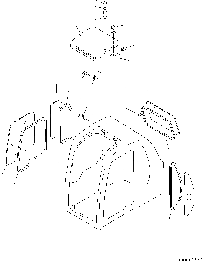 Схема запчастей Komatsu PC100-6 - КАБИНА (С ПРОЗРАЧН. КРЫША) (ОКНА И SEE THROUGH  КРЫША)(№7-) КАБИНА ОПЕРАТОРА И СИСТЕМА УПРАВЛЕНИЯ