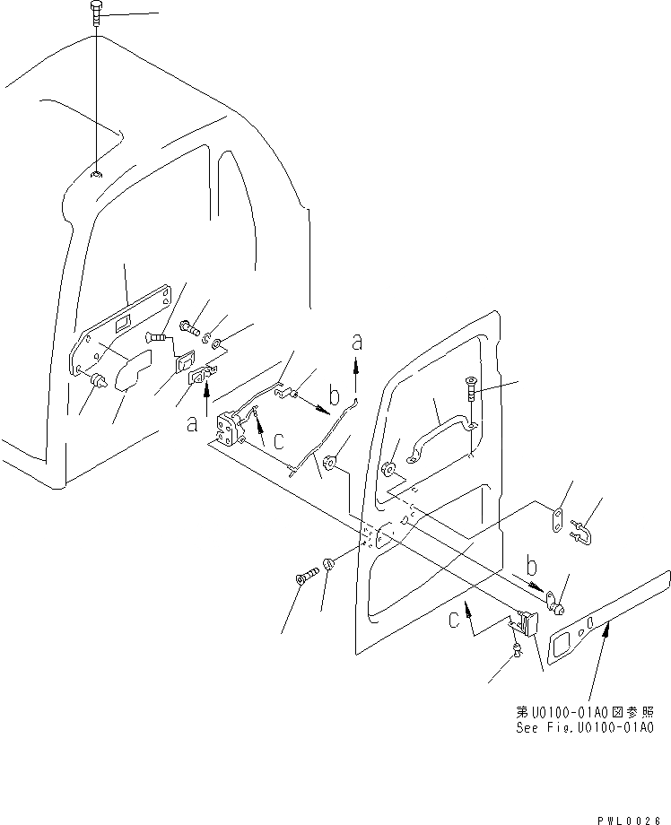 Схема запчастей Komatsu PC100-6 - КАБИНА (КАБИНА (INКАПОТ) (С ЧАСТИ КОРПУСА)(№30025-31999) ) (ЗАМОК ДВЕРИ)(№-) КАБИНА ОПЕРАТОРА И СИСТЕМА УПРАВЛЕНИЯ