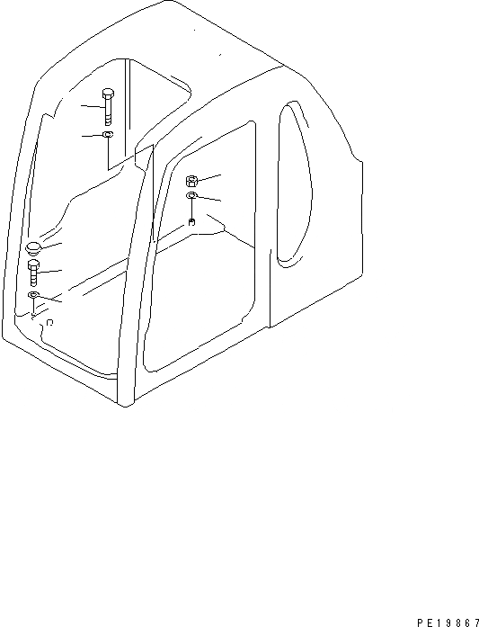 Схема запчастей Komatsu PC100-6 - КАБИНА (ЧАСТИ Д/УСТАНОВКИ)(№-99) КАБИНА ОПЕРАТОРА И СИСТЕМА УПРАВЛЕНИЯ