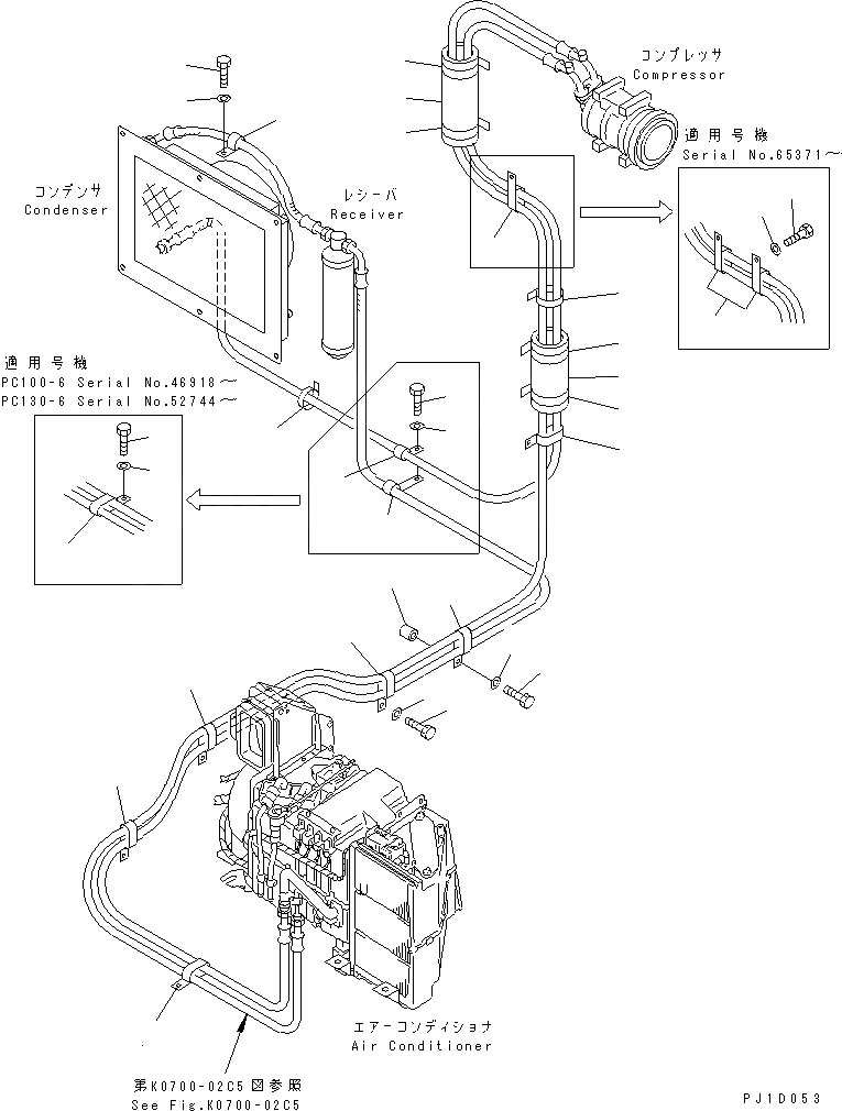 Схема запчастей Komatsu PC100-6 - КОНДИЦ. ВОЗДУХА (FREON ТРУБЫ КРЕПЛЕНИЕ) (DUST ЗАЩИТА СПЕЦ-Я.)(№89-) КАБИНА ОПЕРАТОРА И СИСТЕМА УПРАВЛЕНИЯ