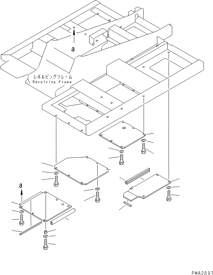 Схема запчастей Komatsu PC100-6 - НИЖН. КРЫШКА(№-9) ЧАСТИ КОРПУСА