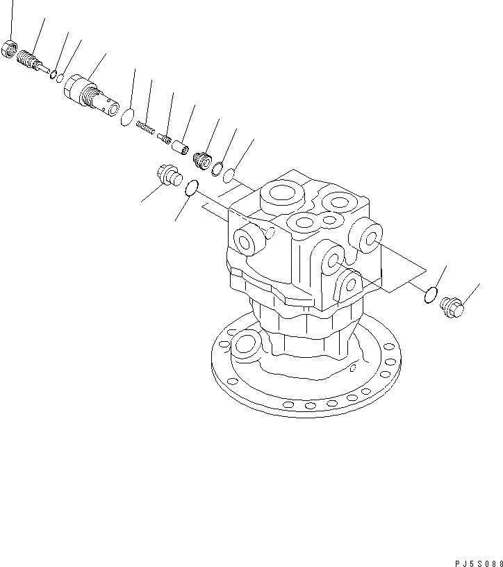 Схема запчастей Komatsu PC100-6 - МОТОР ПОВОРОТА (/)(№-) ОСНОВН. КОМПОНЕНТЫ И РЕМКОМПЛЕКТЫ