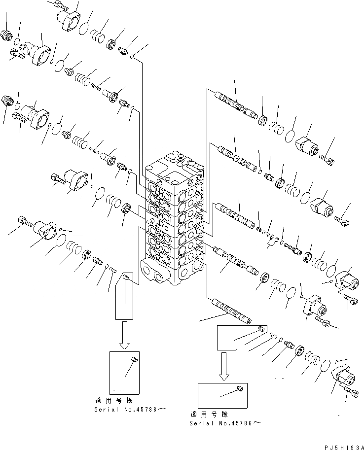 Схема запчастей Komatsu PC100-6 - ОСНОВН. КЛАПАН (7-КЛАПАН) (/)(№-8) ОСНОВН. КОМПОНЕНТЫ И РЕМКОМПЛЕКТЫ