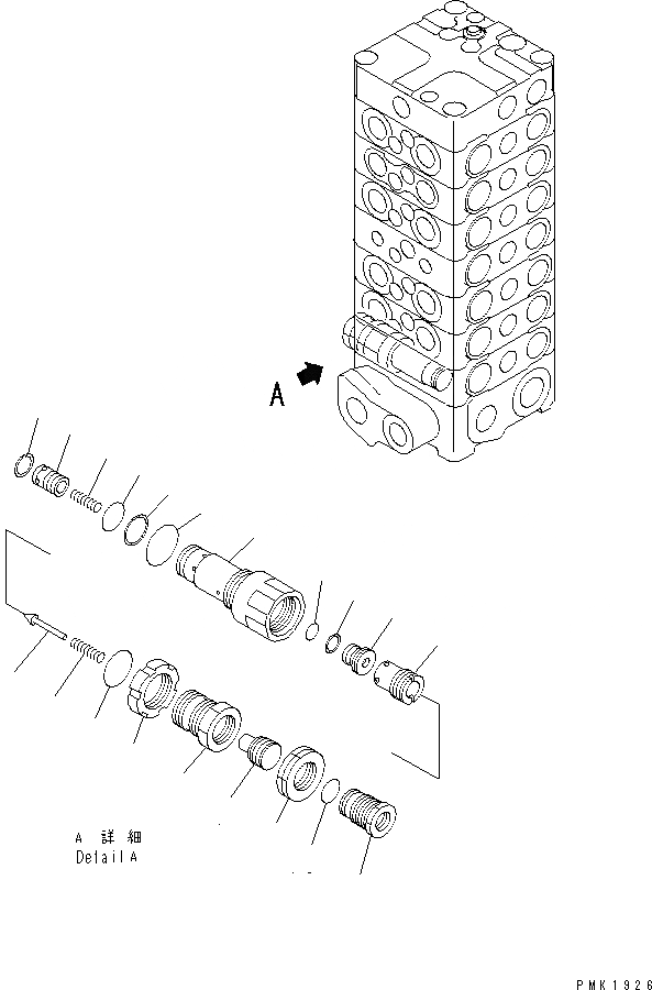 Схема запчастей Komatsu PC100-6 - ОСНОВН. КЛАПАН (7-КЛАПАН) (/)(№-) ОСНОВН. КОМПОНЕНТЫ И РЕМКОМПЛЕКТЫ