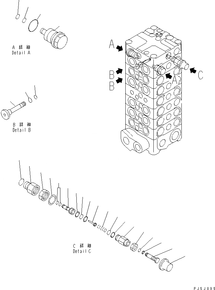 Схема запчастей Komatsu PC100-6 - ОСНОВН. КЛАПАН (7-КЛАПАН) (/)(№-) ОСНОВН. КОМПОНЕНТЫ И РЕМКОМПЛЕКТЫ