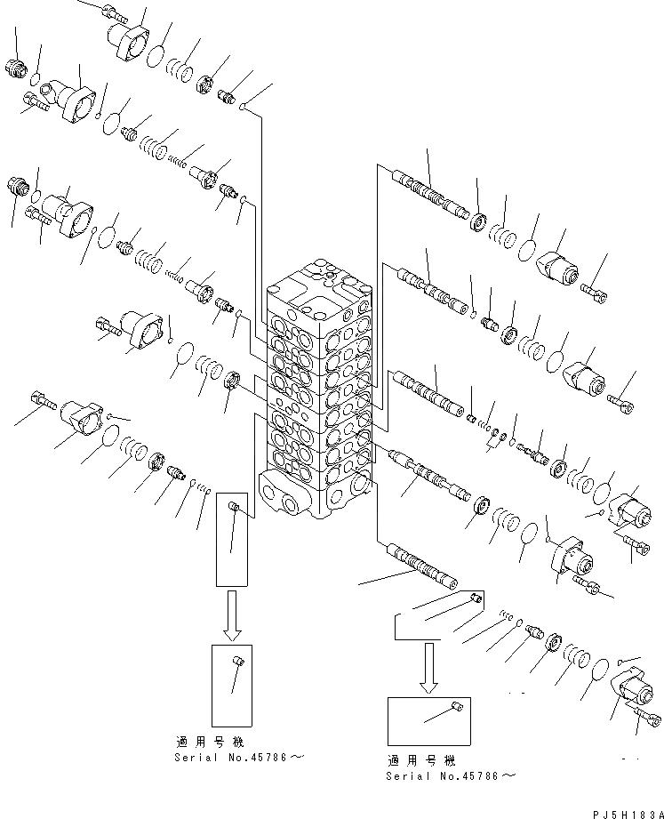 Схема запчастей Komatsu PC100-6 - ОСНОВН. КЛАПАН (8-КЛАПАН) (/)(№-8) ОСНОВН. КОМПОНЕНТЫ И РЕМКОМПЛЕКТЫ