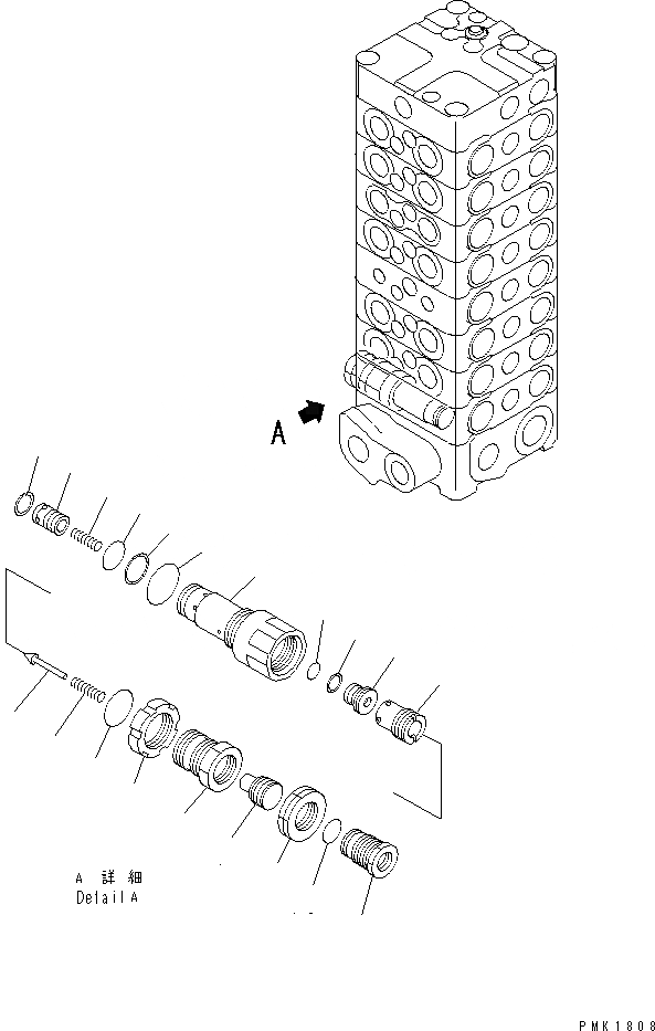 Схема запчастей Komatsu PC100-6 - ОСНОВН. КЛАПАН (8-КЛАПАН) (/) (С ОТВАЛ)(№-) ОСНОВН. КОМПОНЕНТЫ И РЕМКОМПЛЕКТЫ