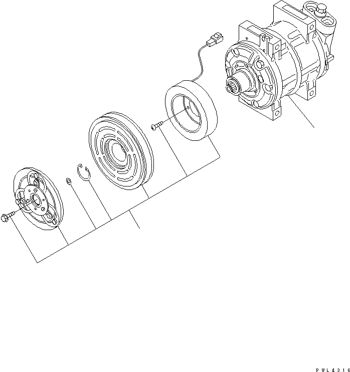 Схема запчастей Komatsu PC100-6 - КОМПРЕССОР БЛОК (С КОНДИЦИОНЕРОМ)(№-) ОСНОВН. КОМПОНЕНТЫ И РЕМКОМПЛЕКТЫ