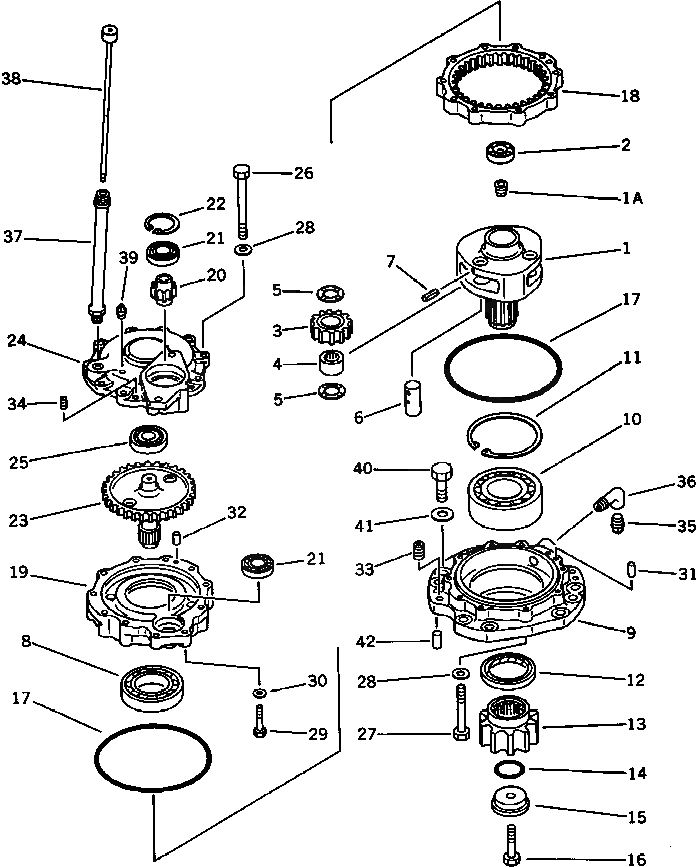 Схема запчастей Komatsu PC100-3 - МЕХАНИЗМ ПОВОРОТА ПОВОРОТН. И СИСТЕМА УПРАВЛЕНИЯ