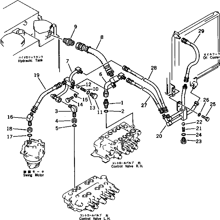 Схема запчастей Komatsu PC100-3 - ГИДРОЛИНИЯ (КЛАПАН - МАСЛООХЛАДИТЕЛЬ - БАК) (/)(№.-99) УПРАВЛ-Е РАБОЧИМ ОБОРУДОВАНИЕМ