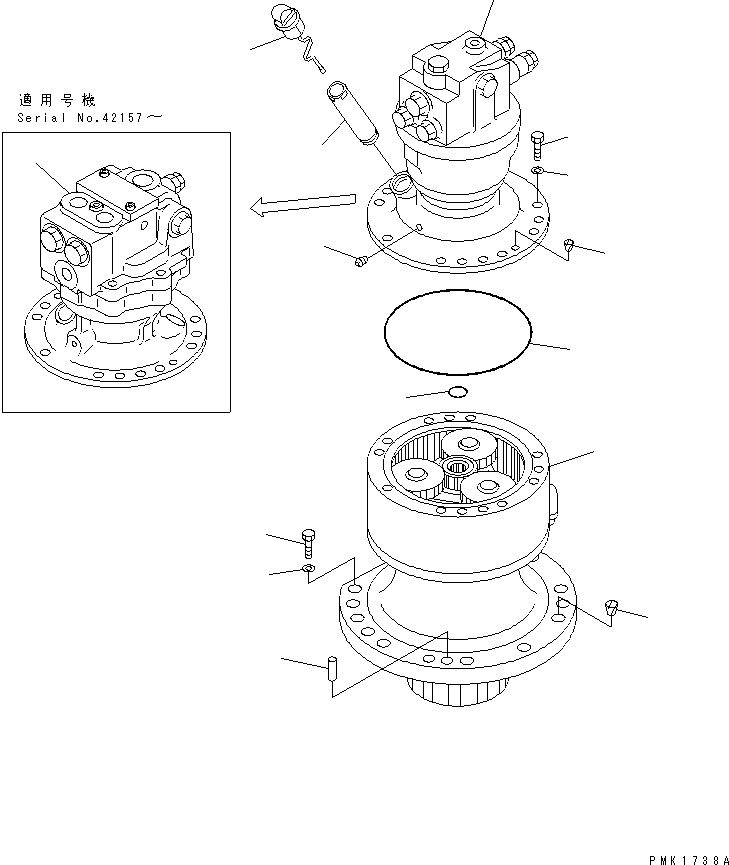 Схема запчастей Komatsu PC100-6E - МЕХАНИЗМ ПОВОРОТА(№-999) ПОВОРОТН. КРУГ И КОМПОНЕНТЫ