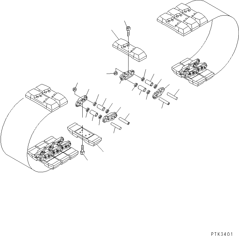 Схема запчастей Komatsu PC100-6E - ГУСЕНИЦЫ (РЕЗИН. ПОДУШКА ТИП) (ROADLINER) (MM ШИР.) ХОДОВАЯ