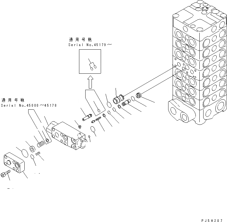 Схема запчастей Komatsu PC100-6E - ОСНОВН. КЛАПАН (7-КЛАПАН) (/)(№-) ОСНОВН. КОМПОНЕНТЫ И РЕМКОМПЛЕКТЫ