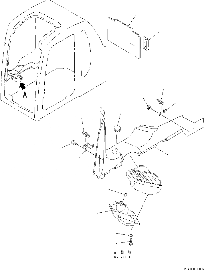 Схема запчастей Komatsu PC100-6S - КАБИНА (КРЫШКА ПАНЕЛИ С МОНИТОРОМ)(№-) КАБИНА ОПЕРАТОРА И СИСТЕМА УПРАВЛЕНИЯ