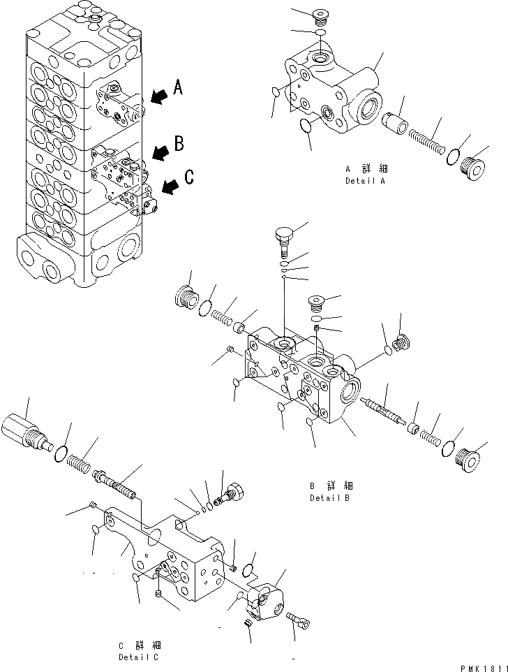 Схема запчастей Komatsu PC100-6S - ОСНОВН. КЛАПАН (8-КЛАПАН) (9/) (С ОТВАЛ)(№-) ОСНОВН. КОМПОНЕНТЫ И РЕМКОМПЛЕКТЫ