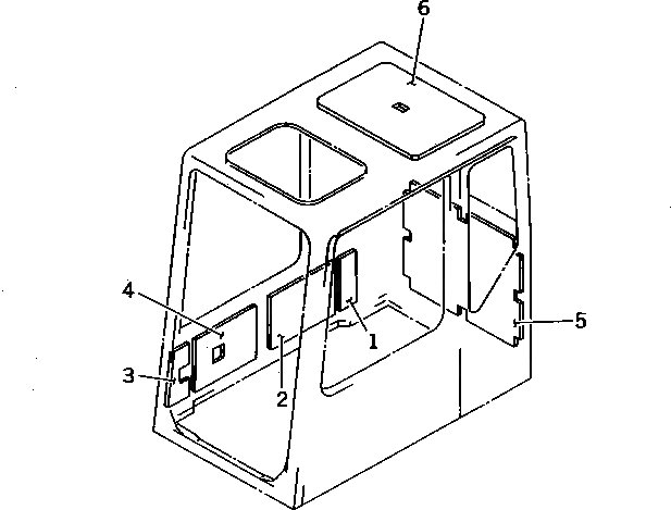 Схема запчастей Komatsu PC1000-1 - ВЫС. КРЕПЛЕНИЕ КАБИНА (ЗАДН. ОКНА ЖЕСТК.) (С ПРАВ.  ОКНА ЧАСТИ КОРПУСА) (9/9) (F/ВЕРХН. ЗАЩИТА)(№-) ЧАСТИ КОРПУСА