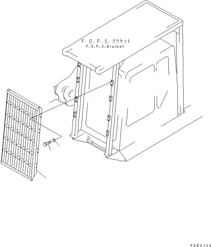 Схема запчастей Komatsu PC1000-1 - ФРОНТАЛЬНАЯ ЗАЩИТА(№-) ЧАСТИ КОРПУСА