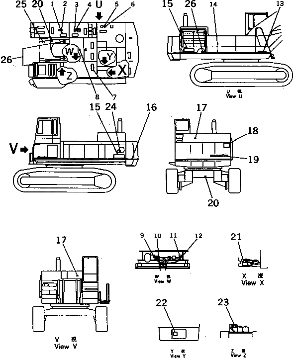 Схема запчастей Komatsu PC1000-1 - МАРКИРОВКА (ШАССИ) (ДЛЯ ЯПОН.)(№-) МАРКИРОВКА¤ ИНСТРУМЕНТ И РЕМКОМПЛЕКТЫ