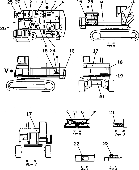 Схема запчастей Komatsu PC1000SP-1 - МАРКИРОВКА (ШАССИ) (ДЛЯ ЯПОН.)(№-) МАРКИРОВКА¤ ИНСТРУМЕНТ И РЕМКОМПЛЕКТЫ