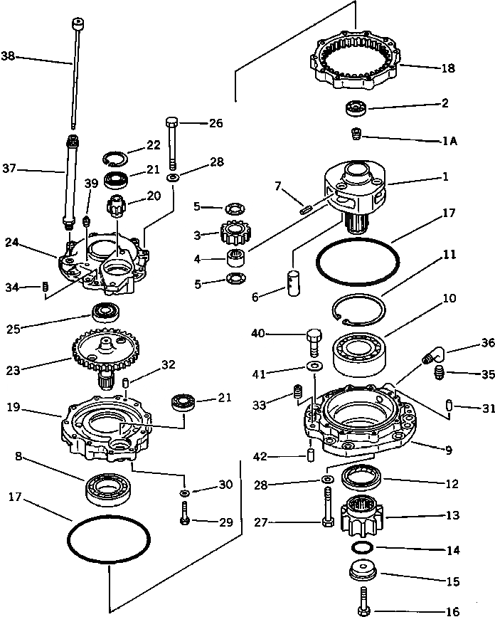 Схема запчастей Komatsu PC100L-3 - МЕХАНИЗМ ПОВОРОТА ПОВОРОТН. И СИСТЕМА УПРАВЛЕНИЯ