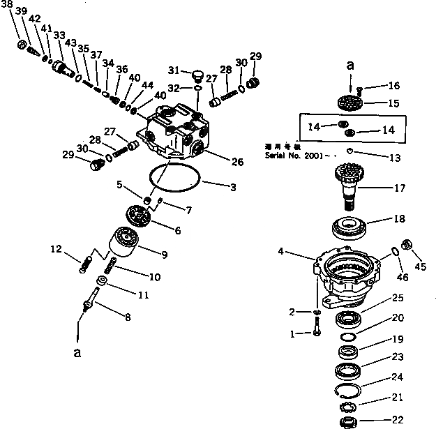 Схема запчастей Komatsu PC100L-3 - МОТОР ПОВОРОТА (БЕЗ ПОВОРОТН. МЕХАНИЧ. ТОРМОЗ.) ПОВОРОТН. И СИСТЕМА УПРАВЛЕНИЯ