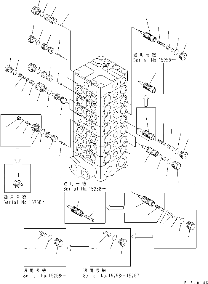 Схема запчастей Komatsu PC100L-6 - ОСНОВН. КЛАПАН (7-КЛАПАН) (/)(№-) ОСНОВН. КОМПОНЕНТЫ И РЕМКОМПЛЕКТЫ