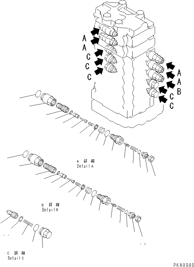 Схема запчастей Komatsu PC100L-6 - ОСНОВН. КЛАПАН (-АКТУАТОР) (8/)(№8-99) ОСНОВН. КОМПОНЕНТЫ И РЕМКОМПЛЕКТЫ