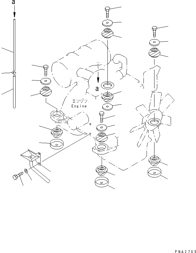 Схема запчастей Komatsu PC100N-6 - КРЕПЛЕНИЕ ДВИГАТЕЛЯ(№-9) КОМПОНЕНТЫ ДВИГАТЕЛЯ