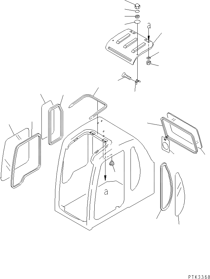 Схема запчастей Komatsu PC100N-6 - КАБИНА (ОКНА И ПРОЗРАЧН. КРЫША ВЕНТИЛЯТОР)(№-9) КАБИНА ОПЕРАТОРА И СИСТЕМА УПРАВЛЕНИЯ