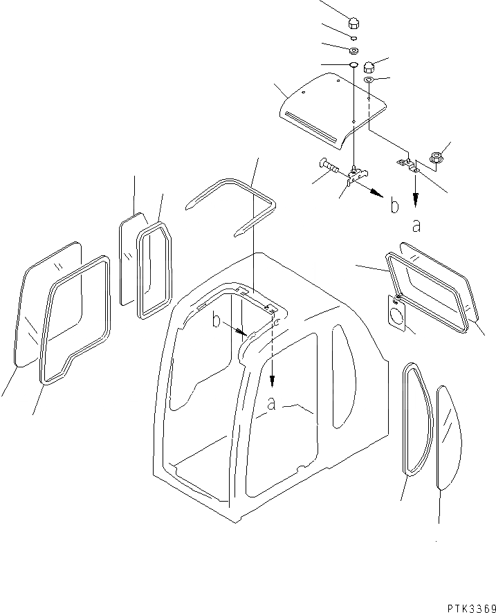 Схема запчастей Komatsu PC100N-6 - КАБИНА (ОКНА И ПРОЗРАЧН. КРЫША ВЕНТИЛЯТОР)(№9-) ОСНОВН. КОМПОНЕНТЫ И РЕМКОМПЛЕКТЫ