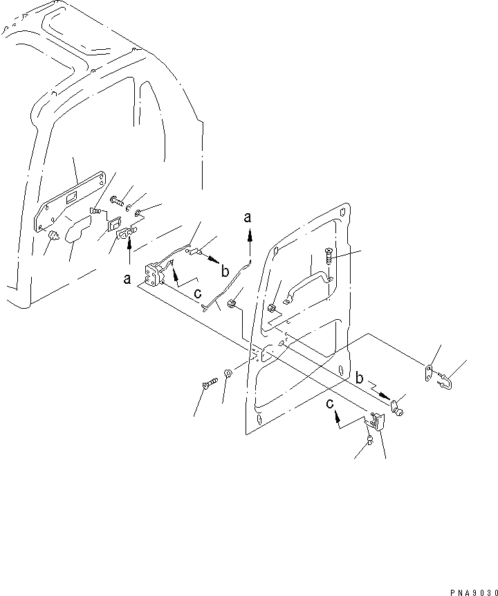 Схема запчастей Komatsu PC100N-6 - КАБИНА (ЗАМОК ДВЕРИ) КАБИНА ОПЕРАТОРА И СИСТЕМА УПРАВЛЕНИЯ