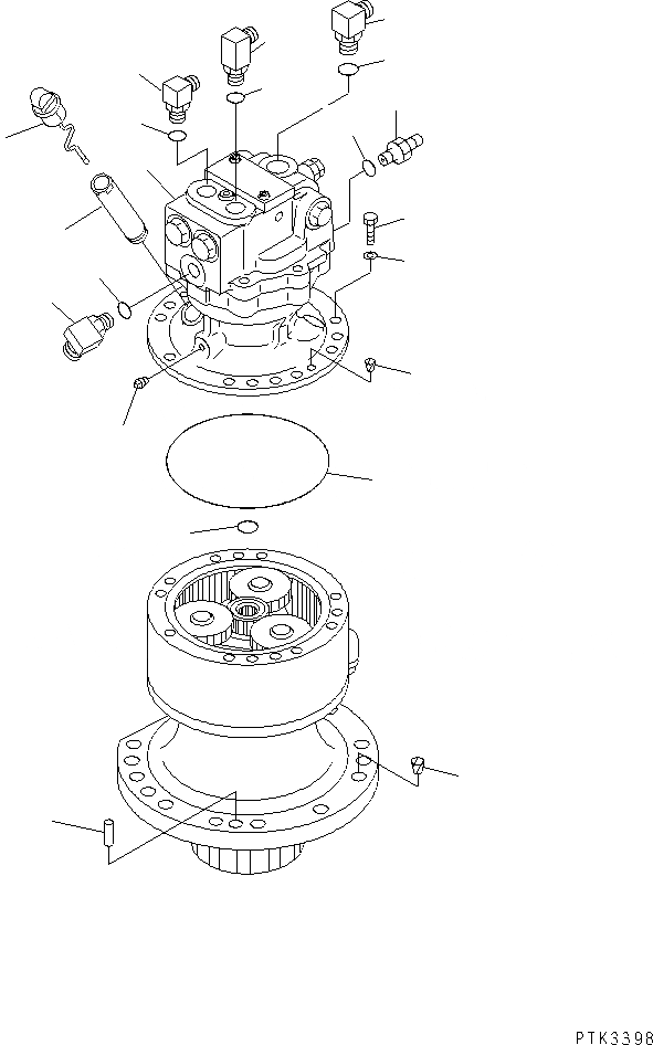 Схема запчастей Komatsu PC100N-6 - МЕХАНИЗМ ПОВОРОТА (МОТОР ПОВОРОТА И ПАТРУБОК)(№-9) ПОВОРОТН. КРУГ И КОМПОНЕНТЫ